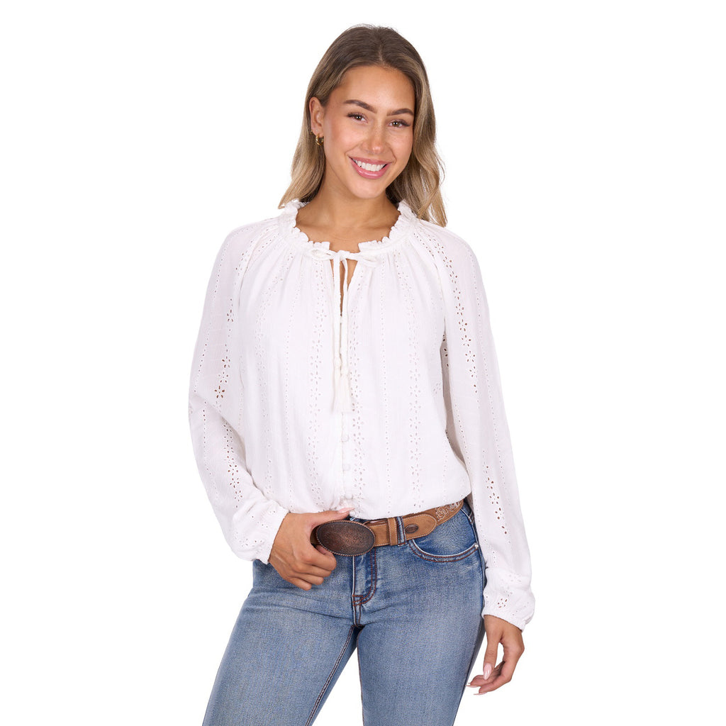 Pure Western Womens Pepper L/S Blouse (P6W2541194) White