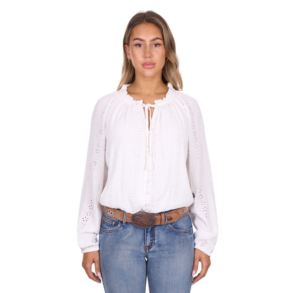 Pure Western Womens Pepper L/S Blouse (P6W2541194) White