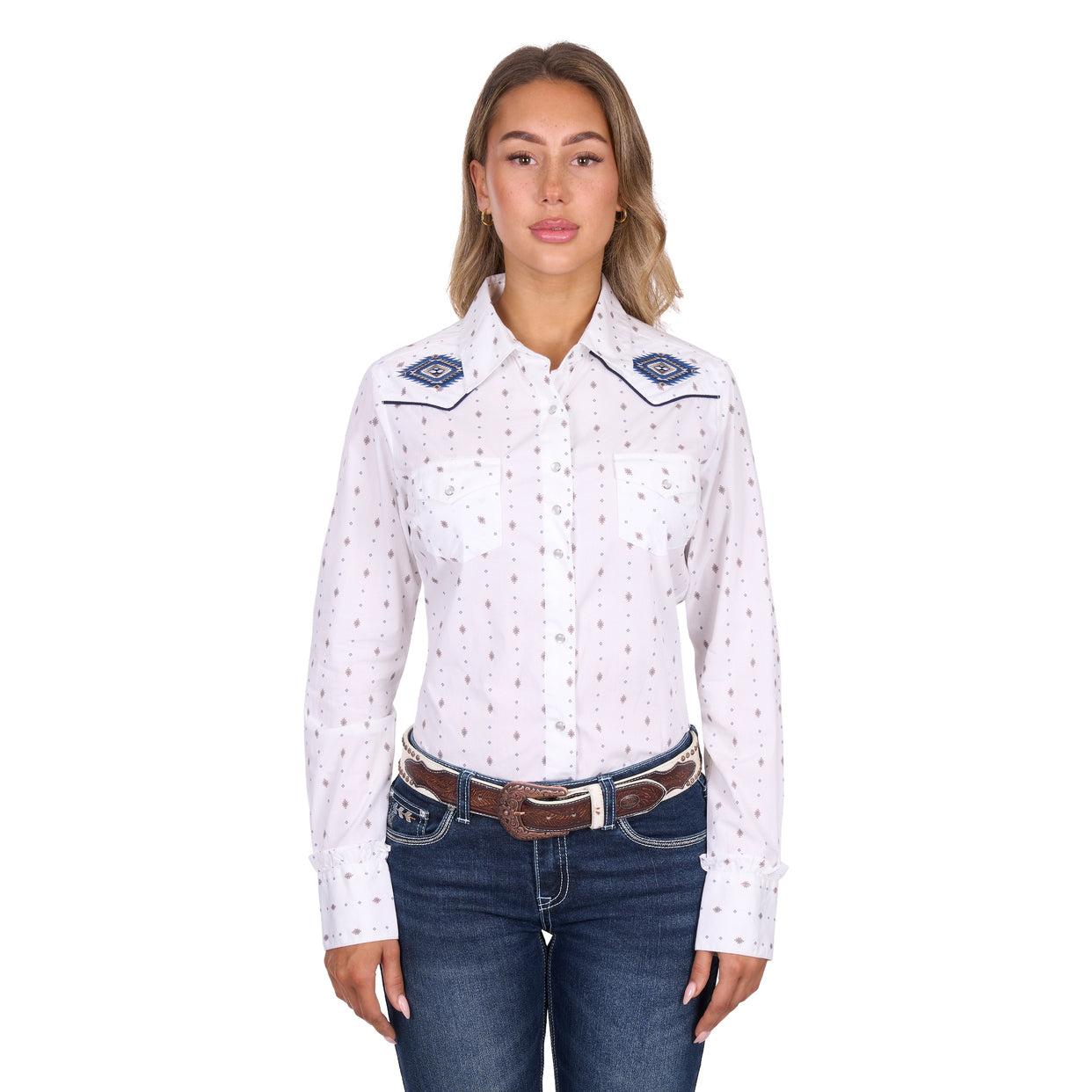 Pure Western Womens Shawna L/S Shirt (P6W2127198) Ivory