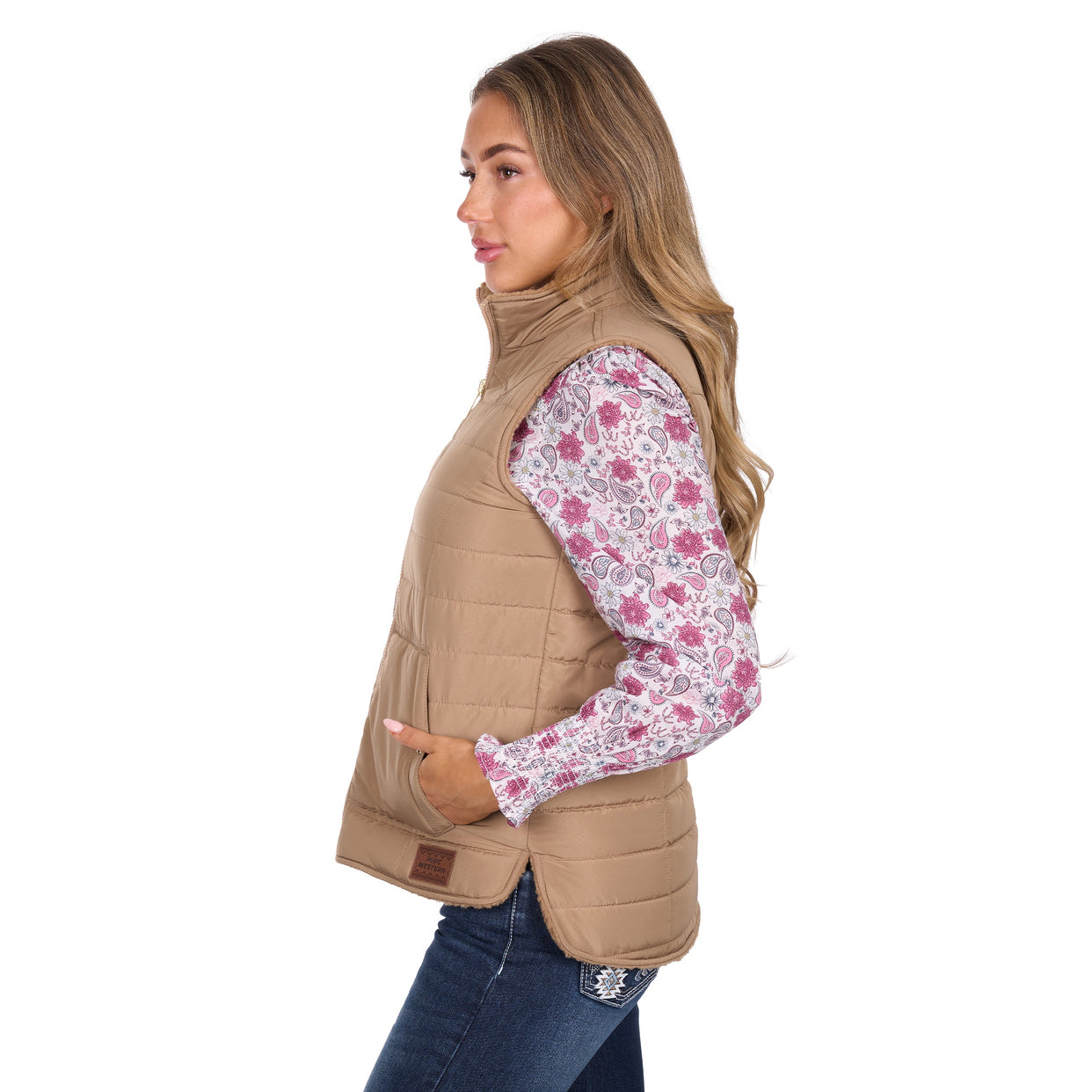Pure Western Womens Sherri Reversible Vest (P6W2606222) Tan