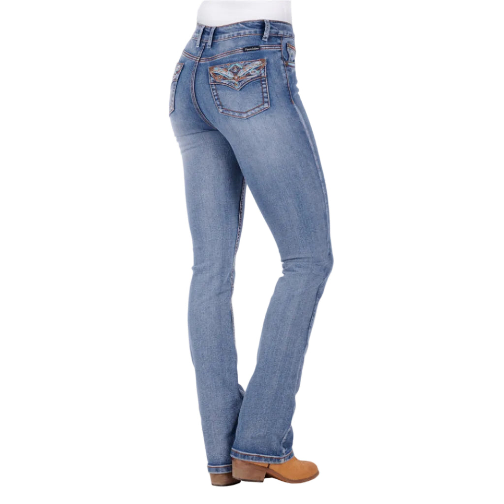 Pure Western Womens Nina Hi Rise Bootcut Jeans - 34 Leg (PCP2213607) Moonshine