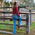 Pure Western Womens Nina Hi Rise Bootcut Jeans - 34 Leg (PCP2213607) Moonshine