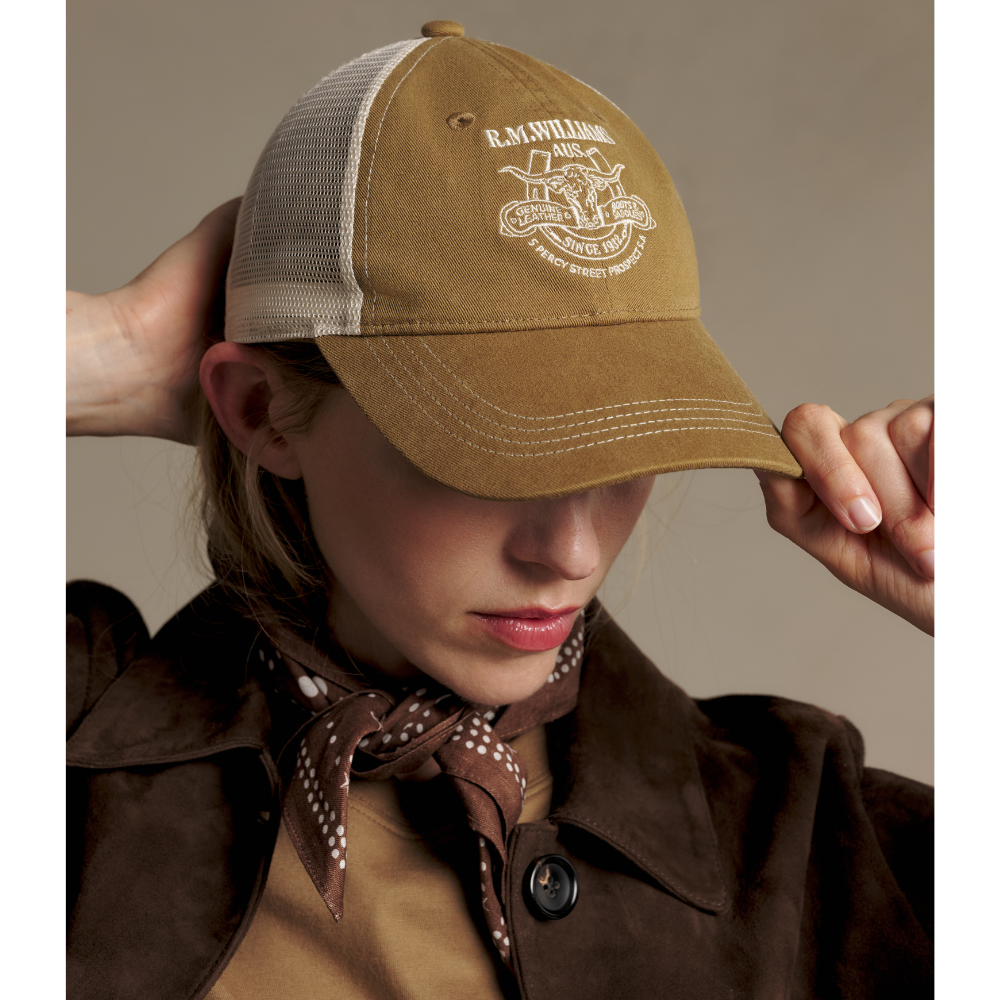 R.M.Williams Boots & Saddles Trucker Cap (ACX9OCT01) Dark Sand