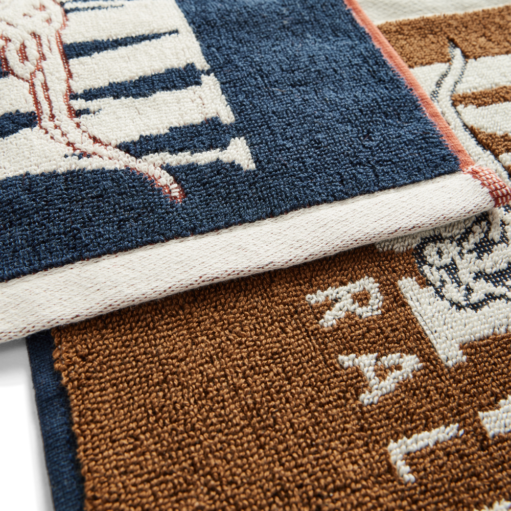 R.M.Williams  Heritage Face Towel 2 Pack (LSXCOCO01) Navy/Brown