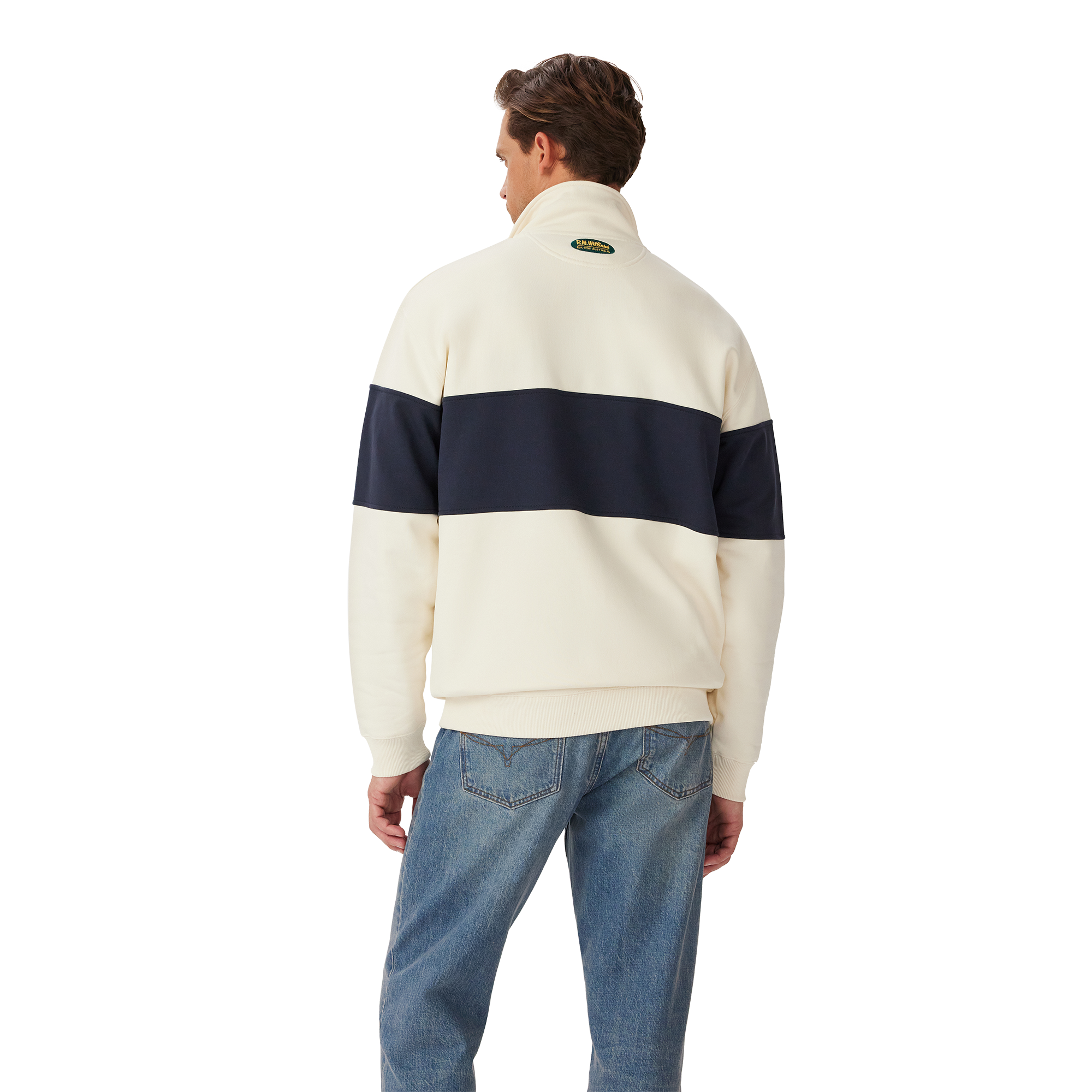 R.M.Williams Unisex 90s Logo 1/4 Zip Jumper (KZU00BB01) Ecru