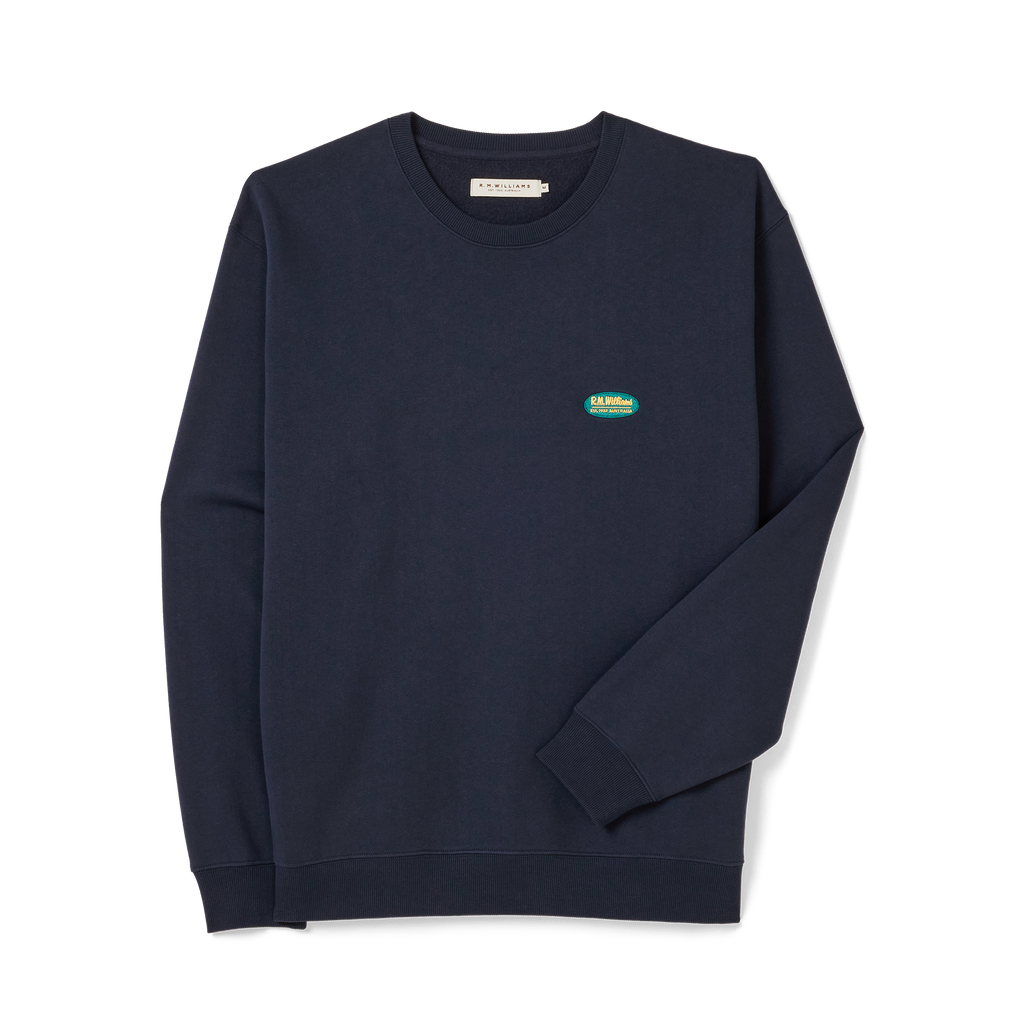 R.M.Williams Unisex 90s Logo Crew Jumper (KCU00BB01) Vintage Navy