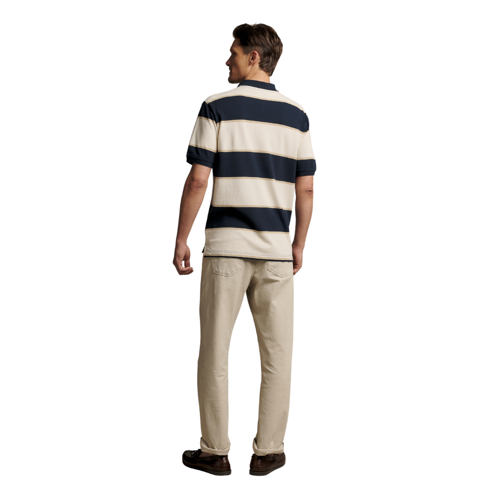 R.M.Williams Mens Balmain Stripe Polo (KP210QS13) Ecru/Navy