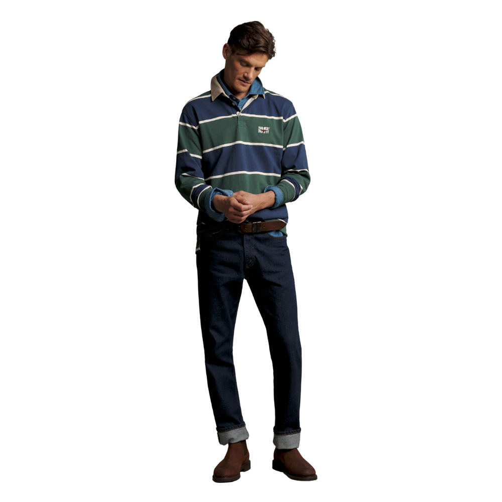 R.M.Williams Mens Balmain Stripe Rugby (KR200RJ19) Pine/Blue