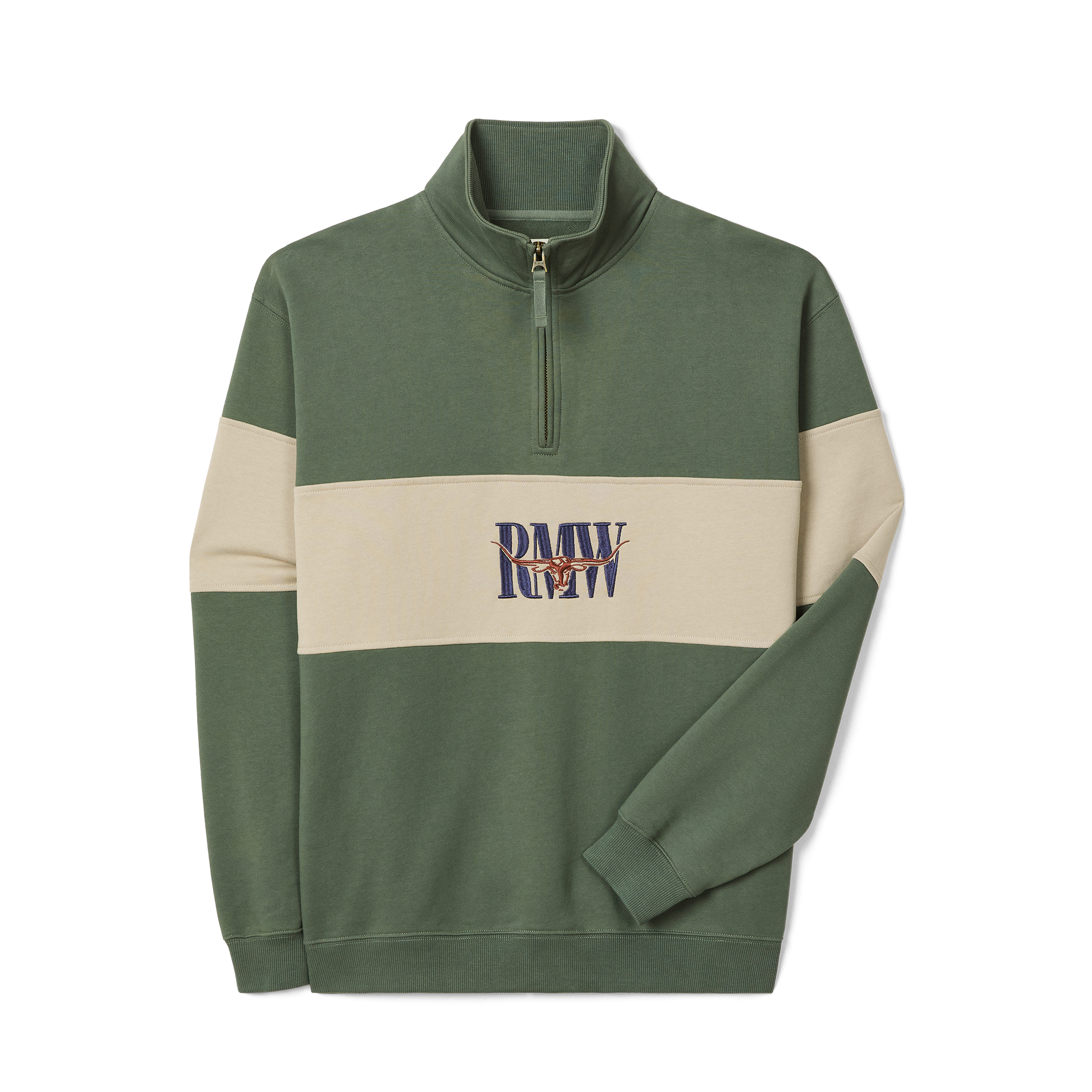 R.M.Williams Mens Heritage 1/4 Zip Sweatshirt (KZU00BB02) Spruce Green