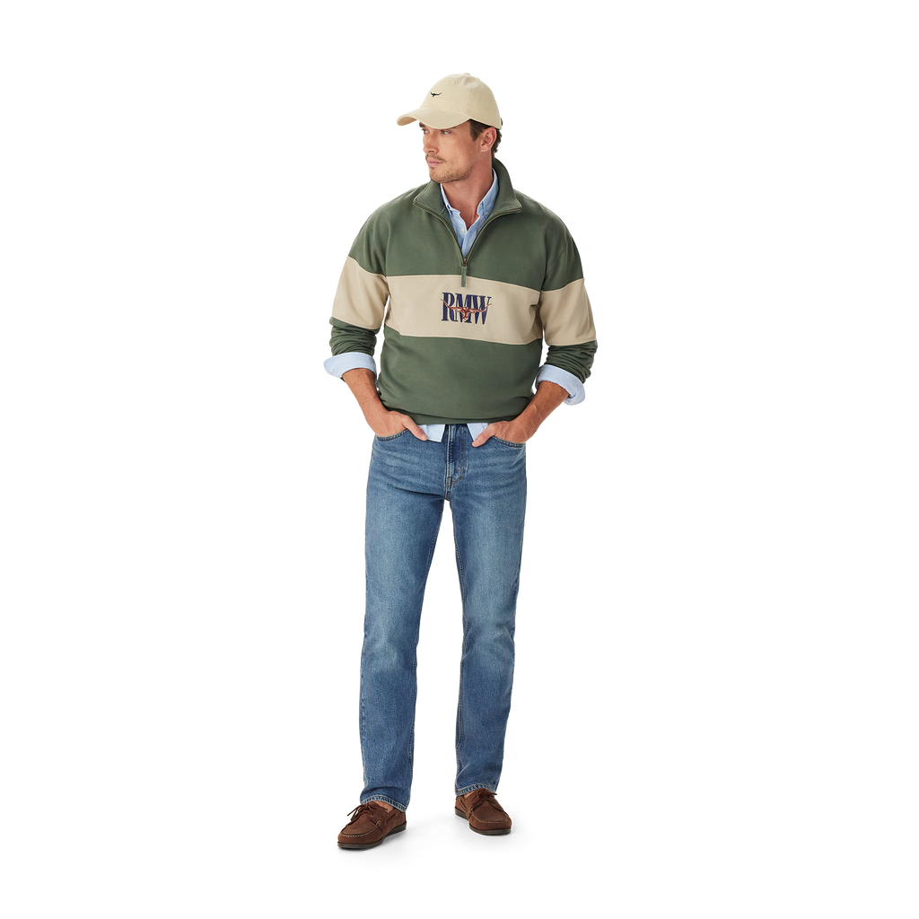 R.M.Williams Mens Heritage 1/4 Zip Sweatshirt (KZU00BB02) Spruce Green