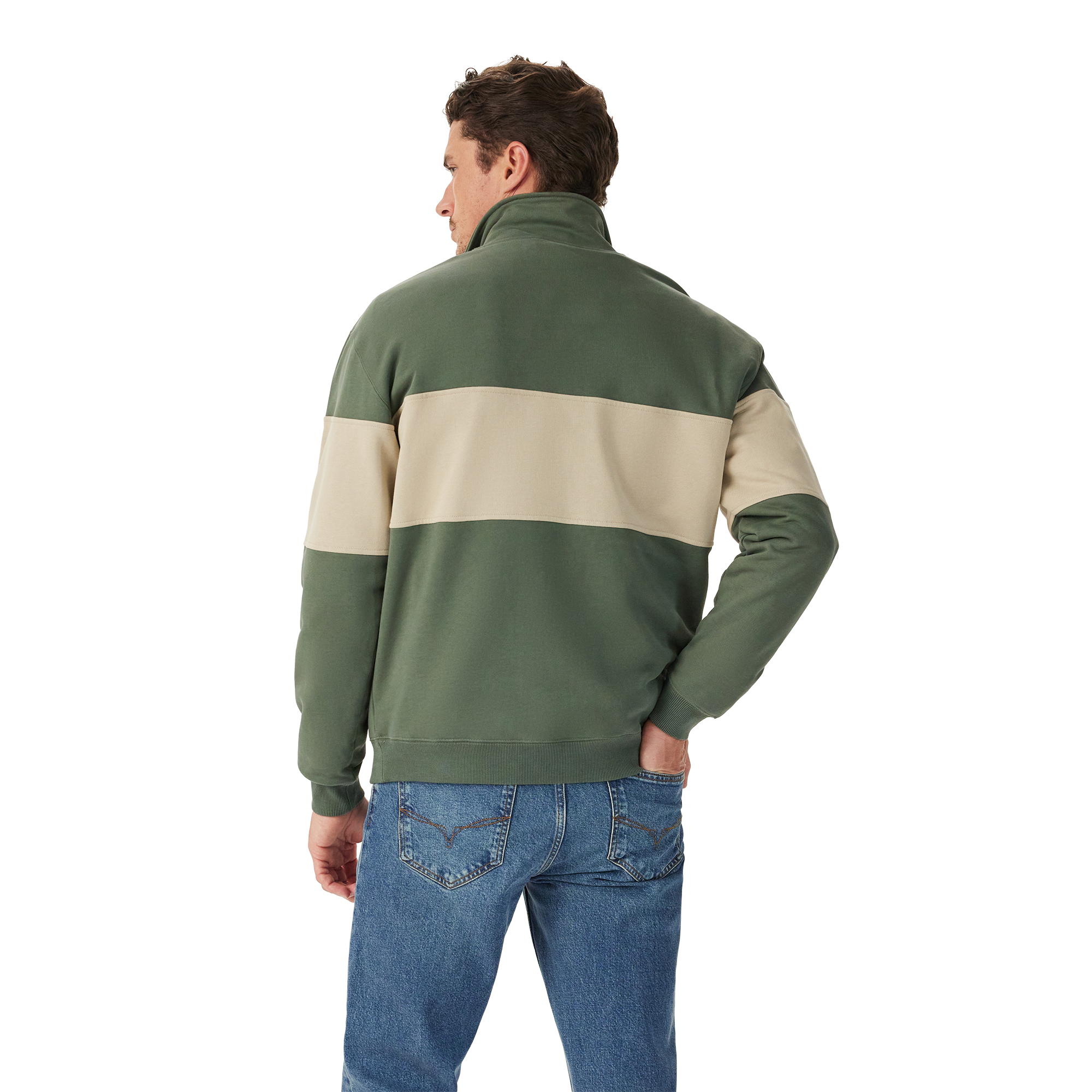 R.M.Williams Mens Heritage 1/4 Zip Sweatshirt (KZU00BB02) Spruce Green