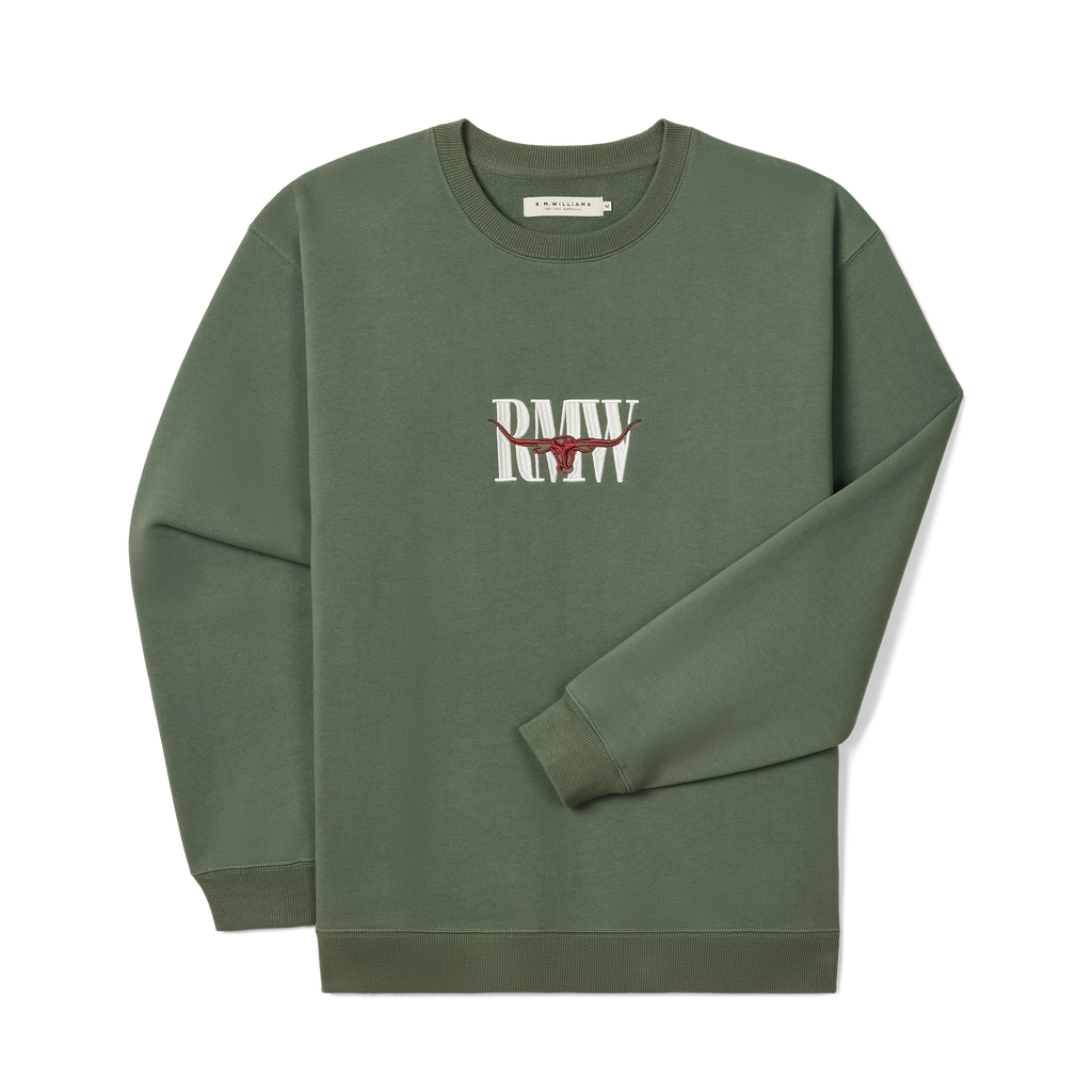 R.M.Williams Mens Heritage Crew Sweatshirt (KCU00BB04) Spruce Green