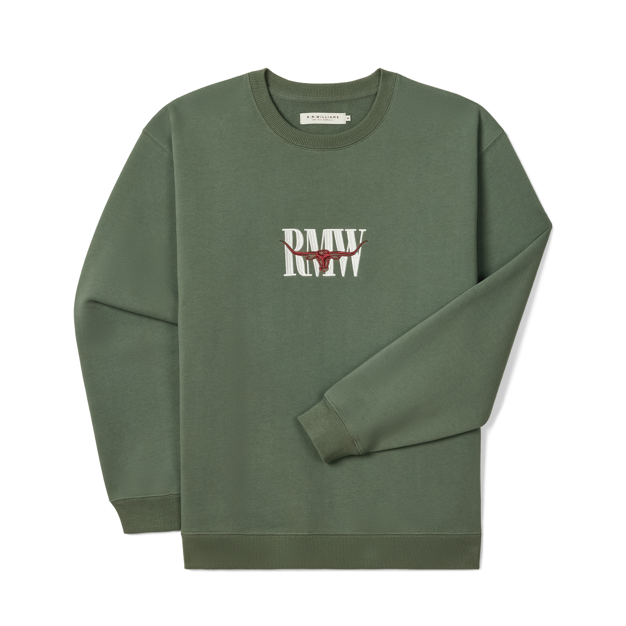 R.M.Williams Mens Heritage Crew Sweatshirt (KCU00BB04) Spruce Green