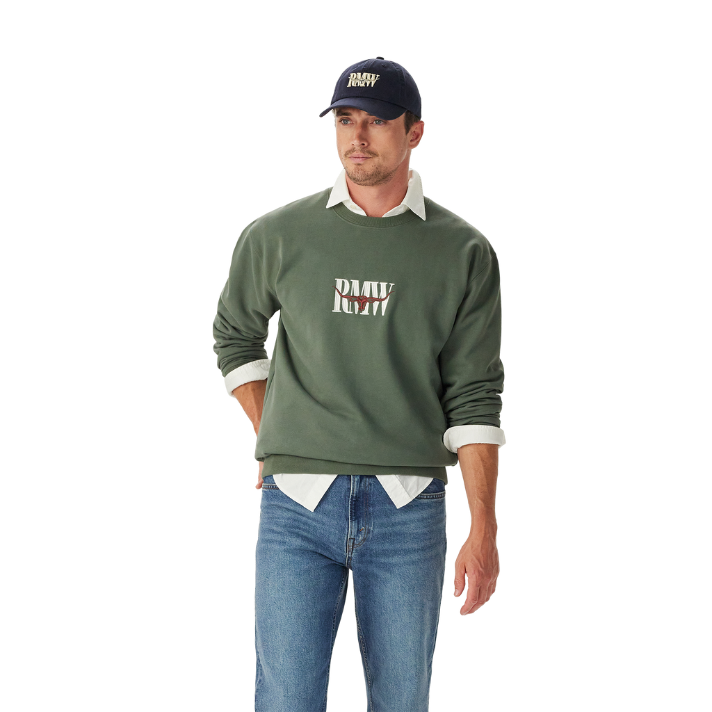 R.M.Williams Mens Heritage Crew Sweatshirt (KCU00BB04) Spruce Green