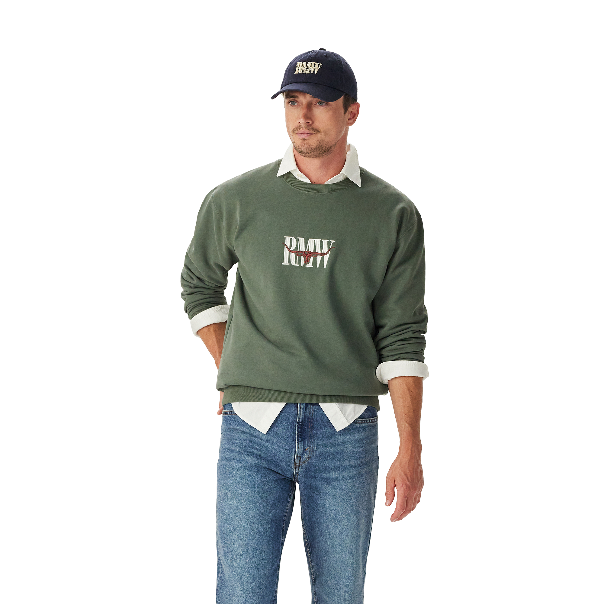 R.M.Williams Mens Heritage Crew Sweatshirt (KCU00BB04) Spruce Green
