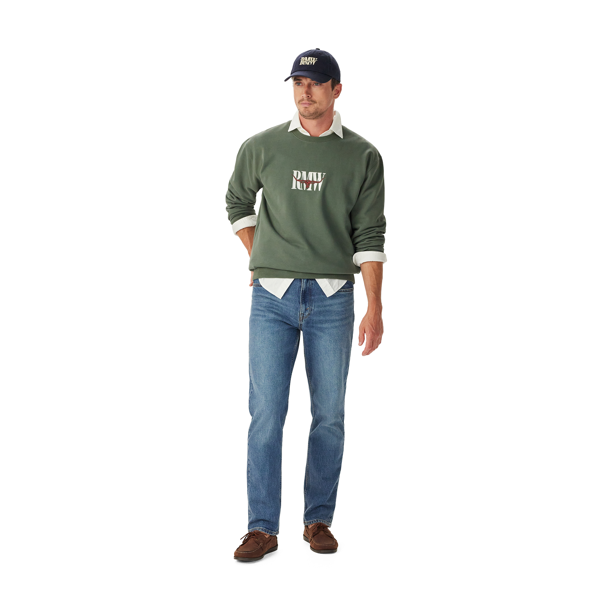 R.M.Williams Mens Heritage Crew Sweatshirt (KCU00BB04) Spruce Green