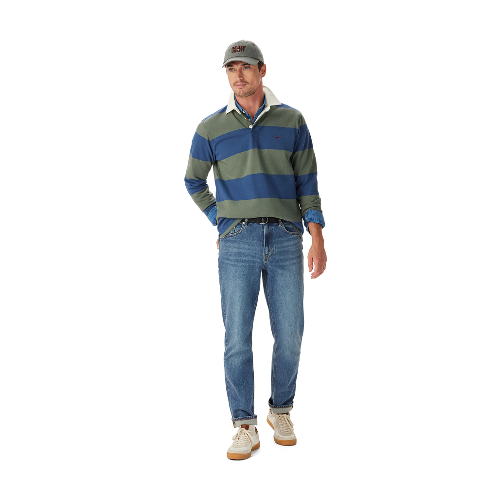 R.M.Williams Mens Jones Stripe Rugby (KR200RJ16) Ensign Blue