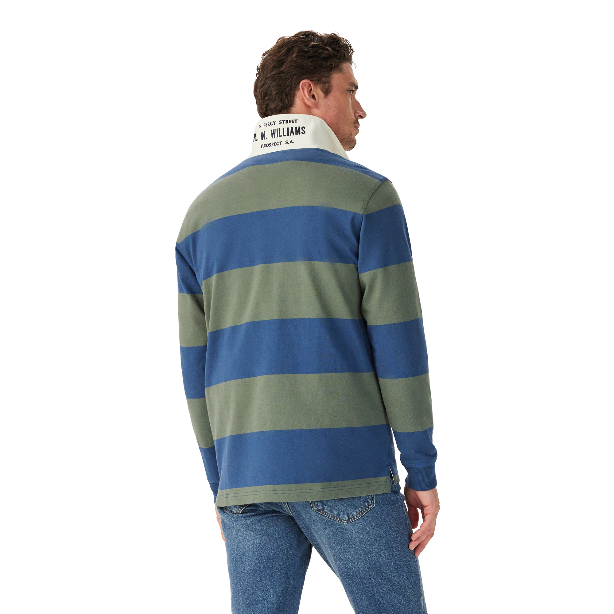 R.M.Williams Mens Jones Stripe Rugby (KR200RJ16) Ensign Blue