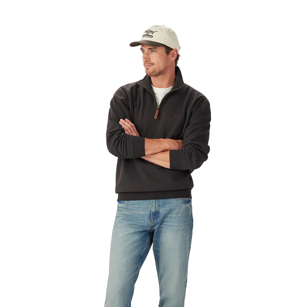 R.M.Williams Mens Mulyungarie 1/4 Zip Sweatshirt (KZU00BB03) Charcoal Front
