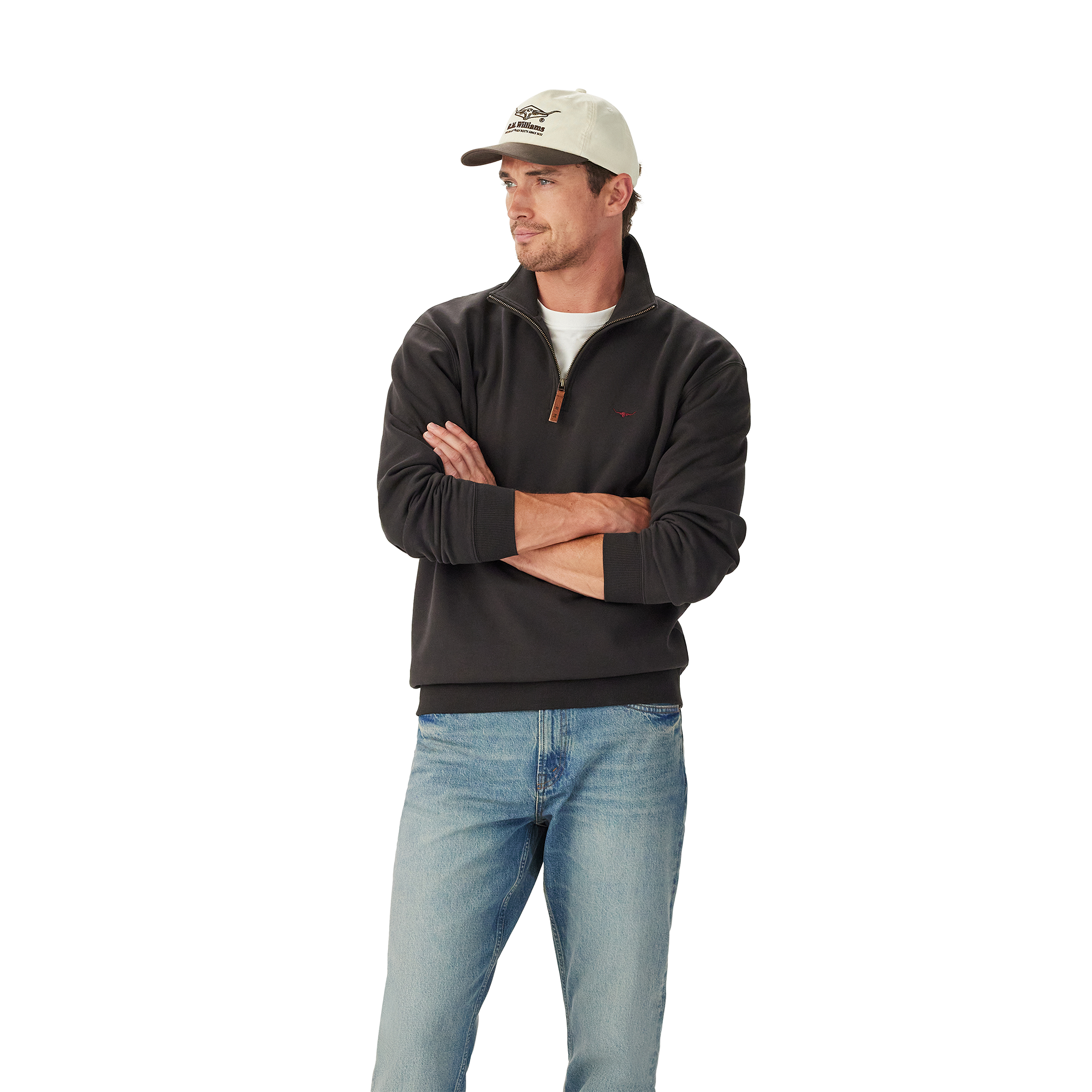 R.M.Williams Mens Mulyungarie 1/4 Zip Sweatshirt (KZU00BB03) Charcoal Front