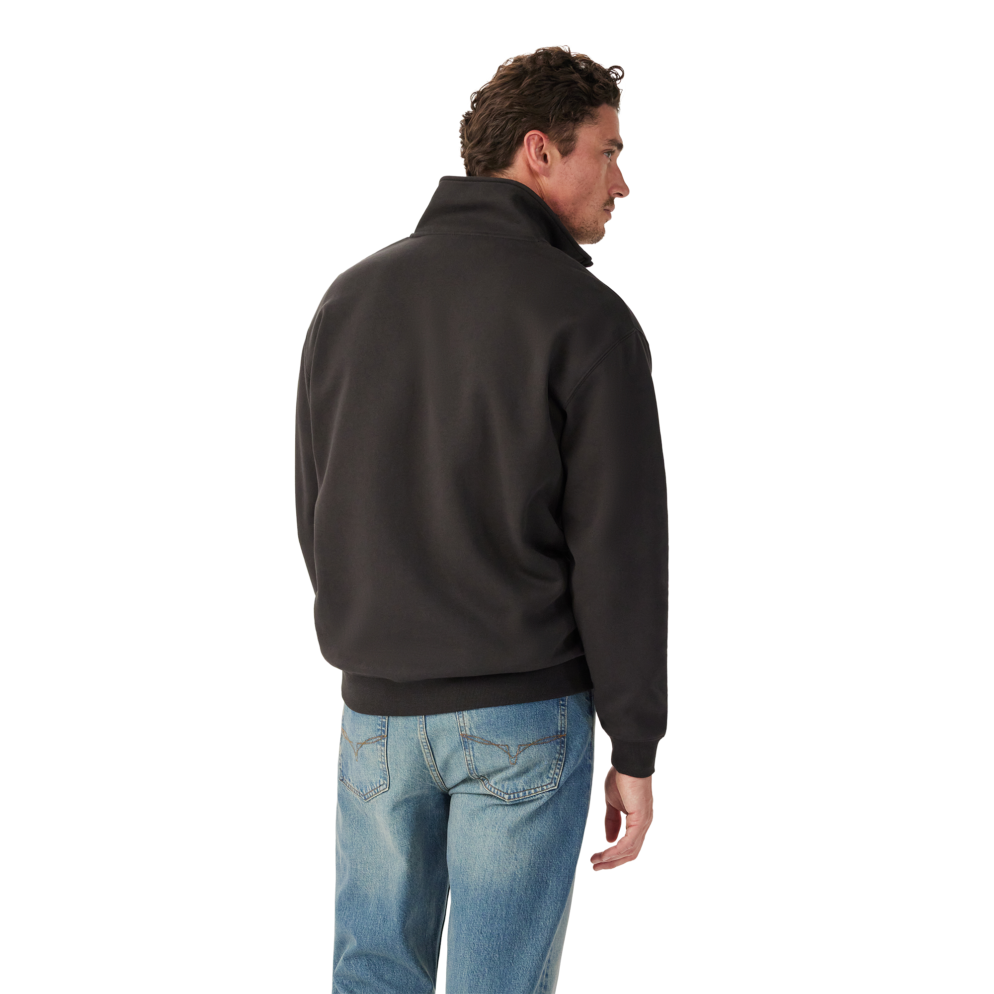 R.M.Williams Mens Mulyungarie 1/4 Zip Sweatshirt (KZU00BB03) Charcoal 3-4 Back