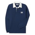 A flat laid R.M.Williams Mens Mulyungarie 1/4 Zip Sweatshirt (KZU00BB03) in Vintage Blue.