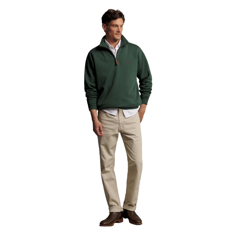 R.M.Williams Mens Mulyungarie Quarter Zip Jumper (KZU00BB08) Pine