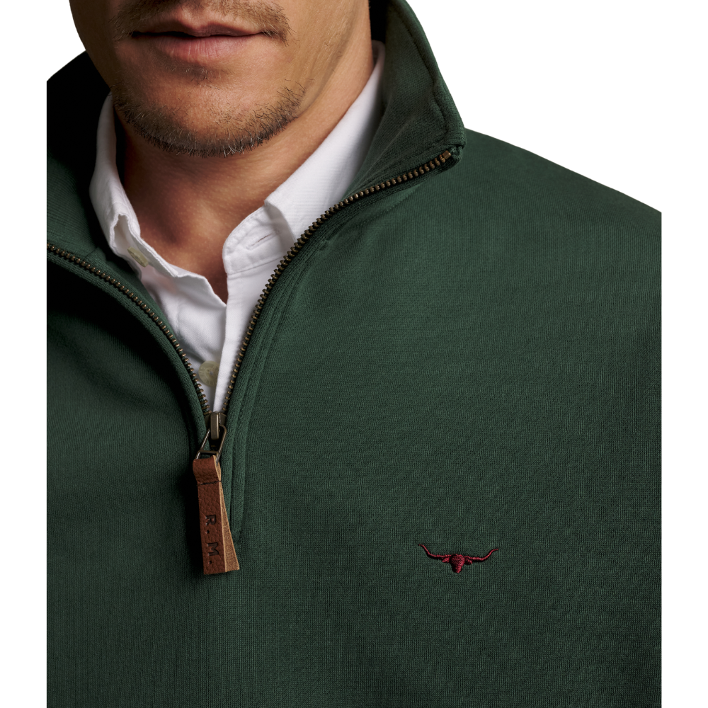 R.M.Williams Mens Mulyungarie Quarter Zip Jumper (KZU00BB08) Pine