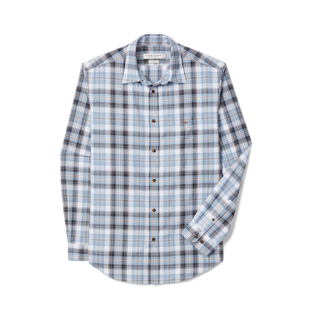 R.M.Williams Mens O'Connell Check L/S Shirt (SH201BS02) White