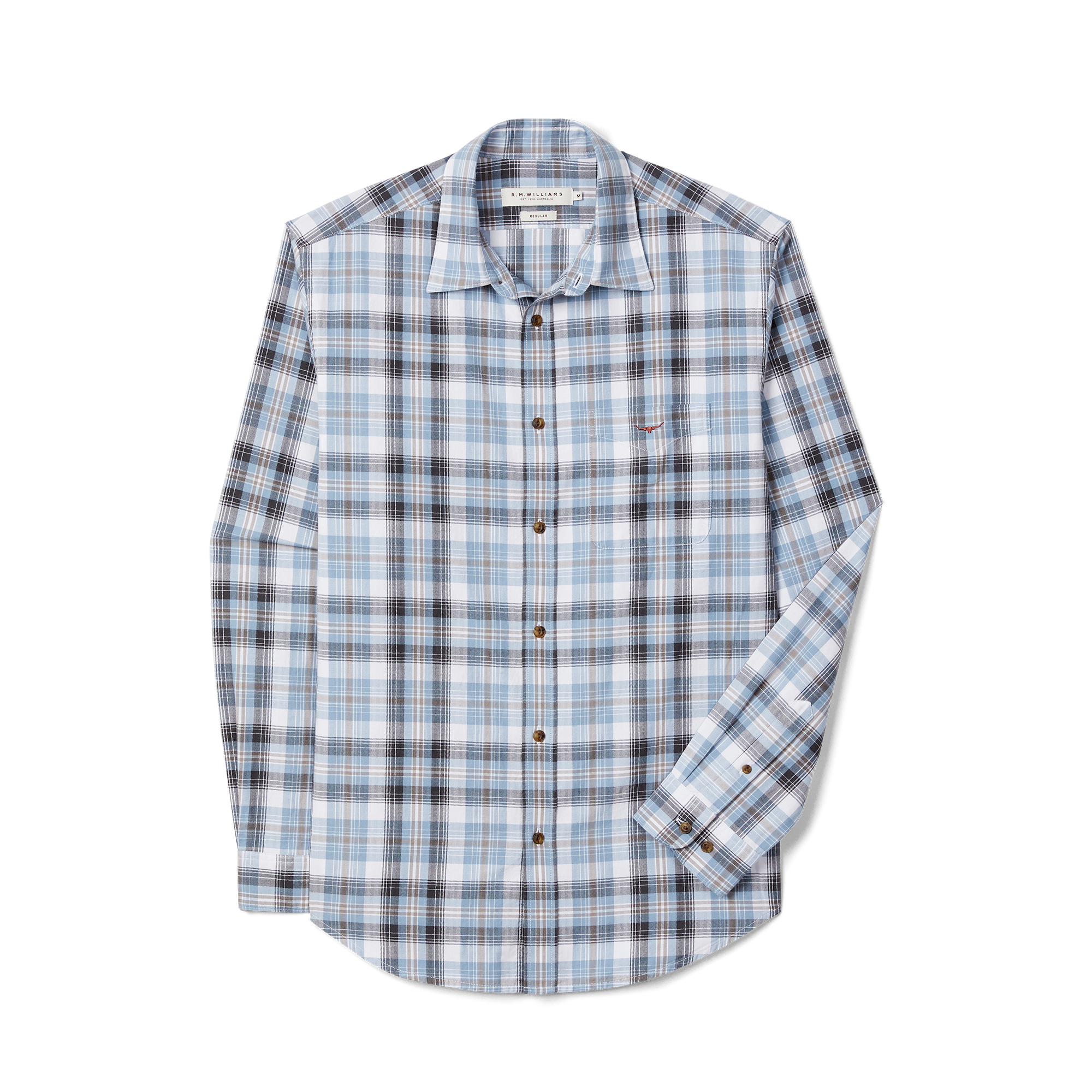 R.M.Williams Mens O'Connell Check L/S Shirt (SH201BS02) White