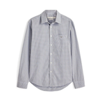 Front view of the  R.M.Williams Mens Quinn Poplin L/S Check Shirt (SHF01PS04) Brown on white Background 