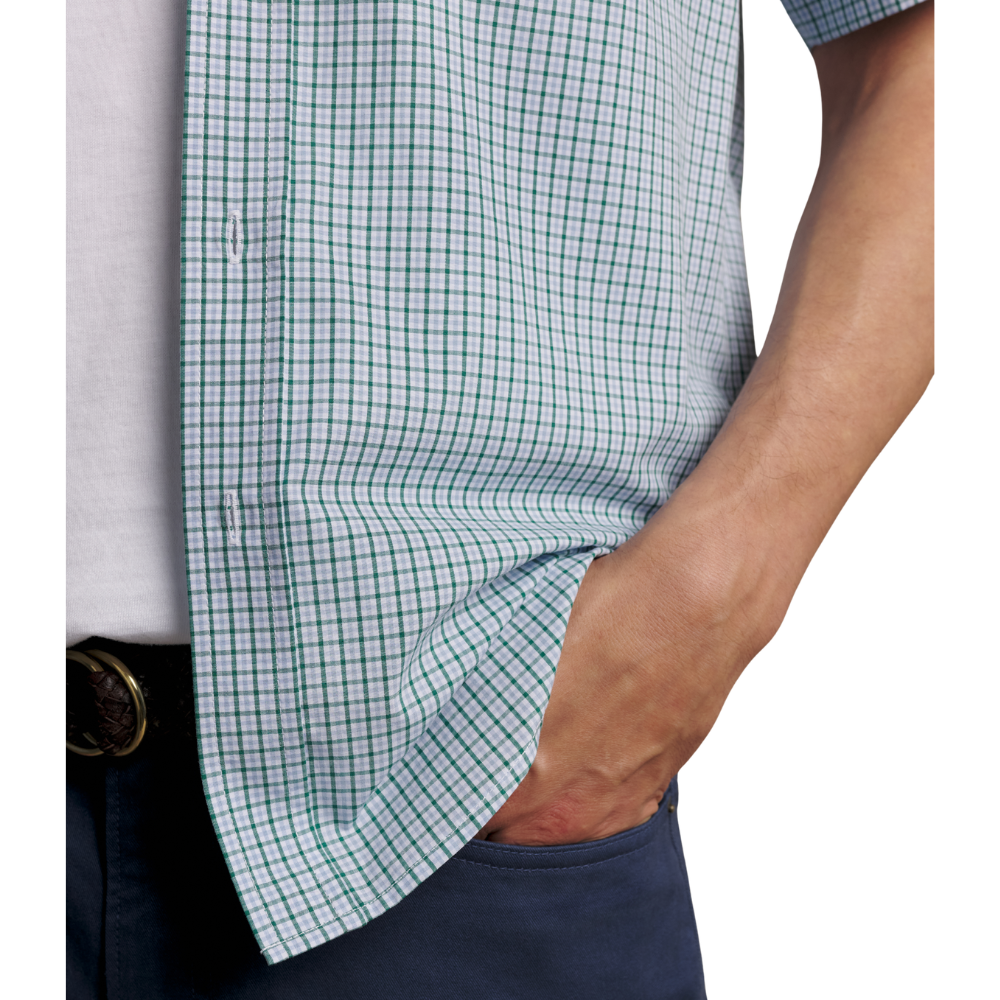 R.M.Williams Mens Quinn Poplin S/S Check Shirt (SHF11PS02) Green