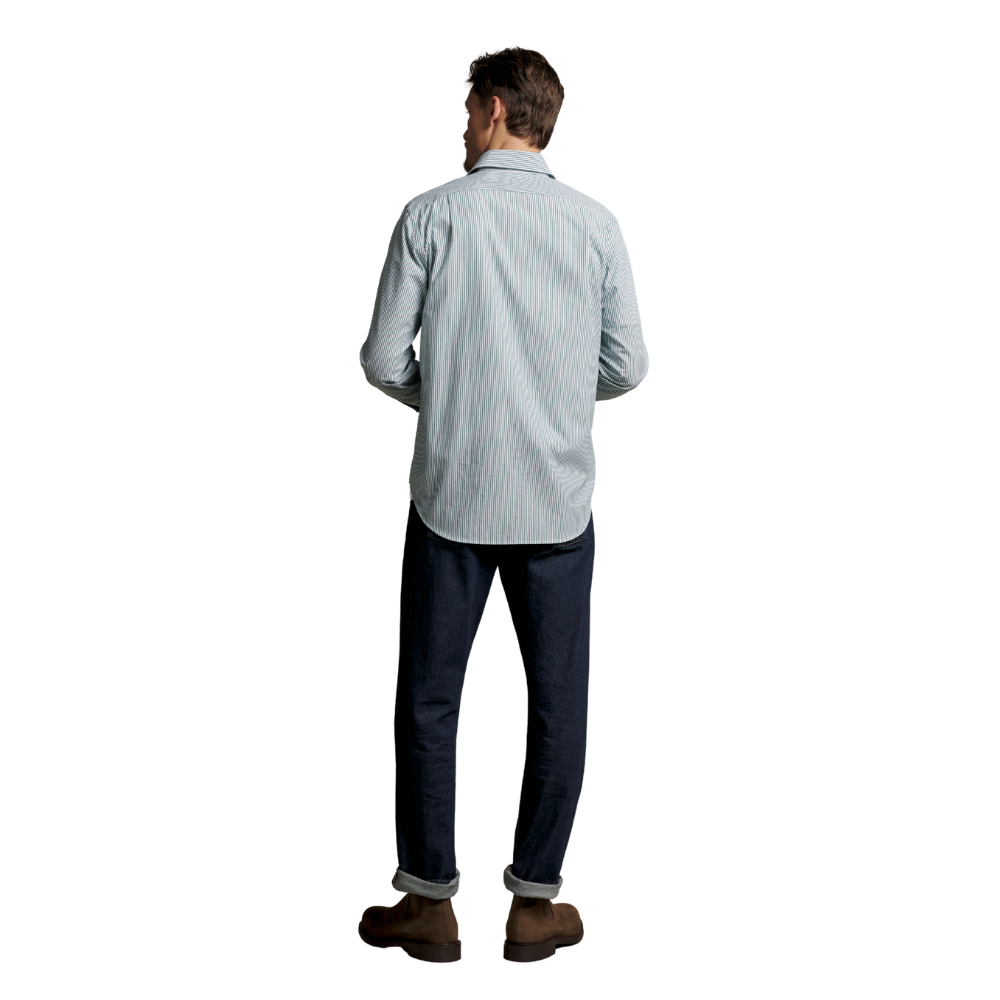 R.M.Williams Mens Sommers Poplin L/S Stripe Shirt (SH200PM03) Pine