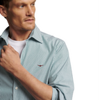 R.M.Williams Mens Sommers Poplin L/S Stripe Shirt (SH200PM03) Pine