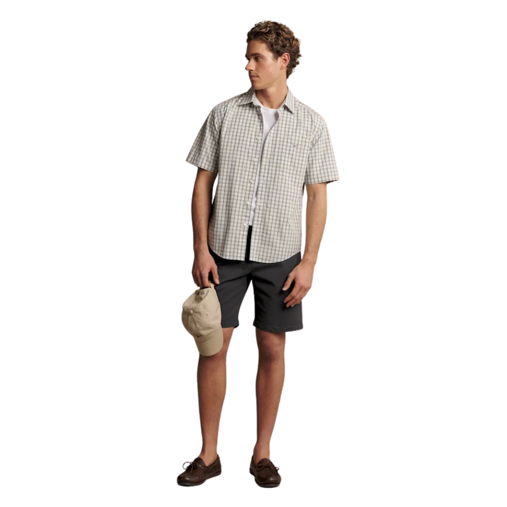 R.M.Williams Mens Winton Poplin S/S Check Shirt (SHF11PS01) White