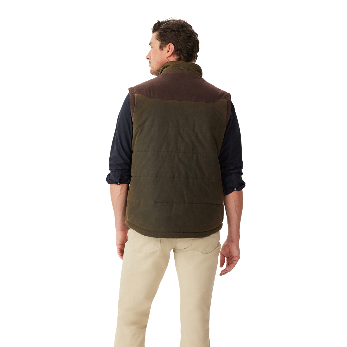 R.M.Williams Mens Yambulla Waxed Vest (JV233WA01) Dark Khaki
