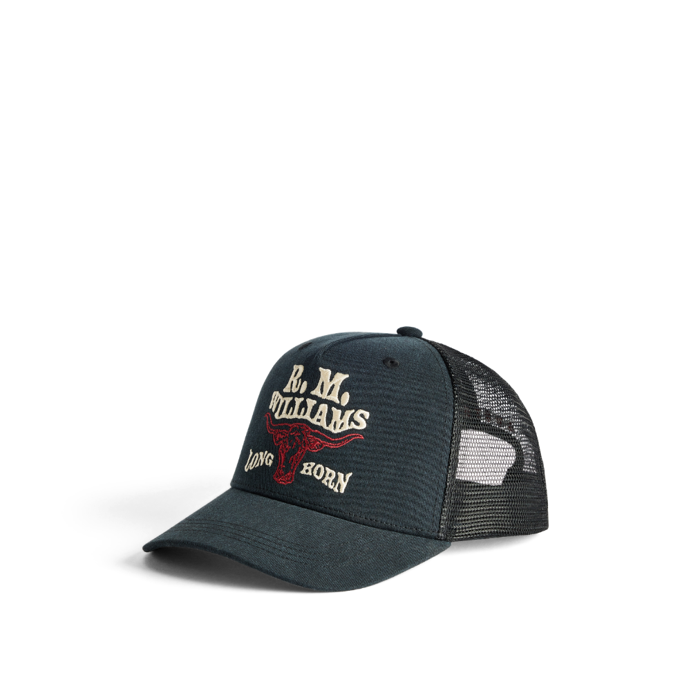 R.M.Williams  RMW Longhorn Trucker Cap (ACX9OCT06) Black Wash