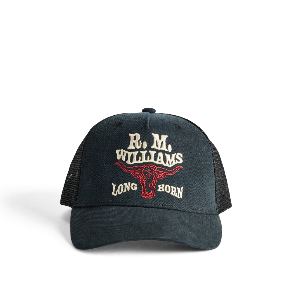 R.M.Williams  RMW Longhorn Trucker Cap (ACX9OCT06) Black Wash