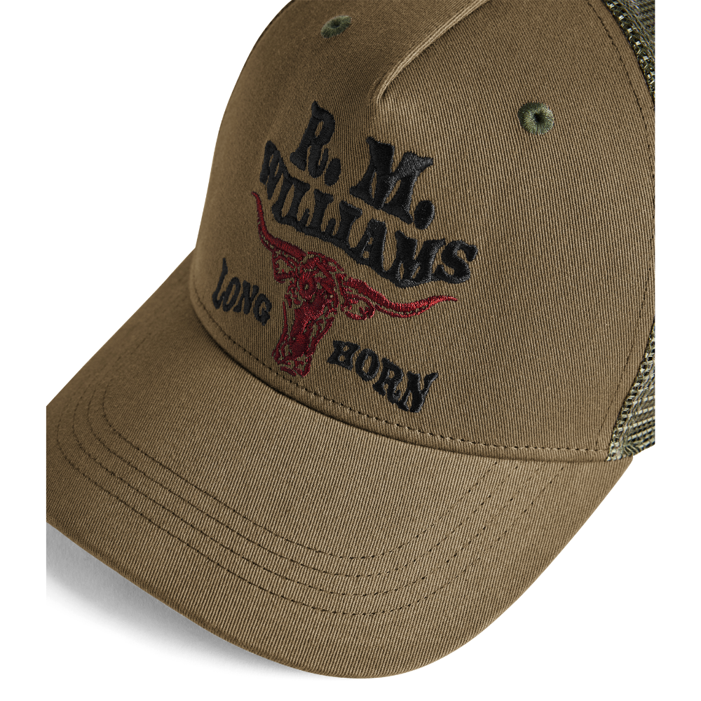 R.M.Williams  RMW Longhorn Trucker Cap (ACX9OCT06) Dark Olive