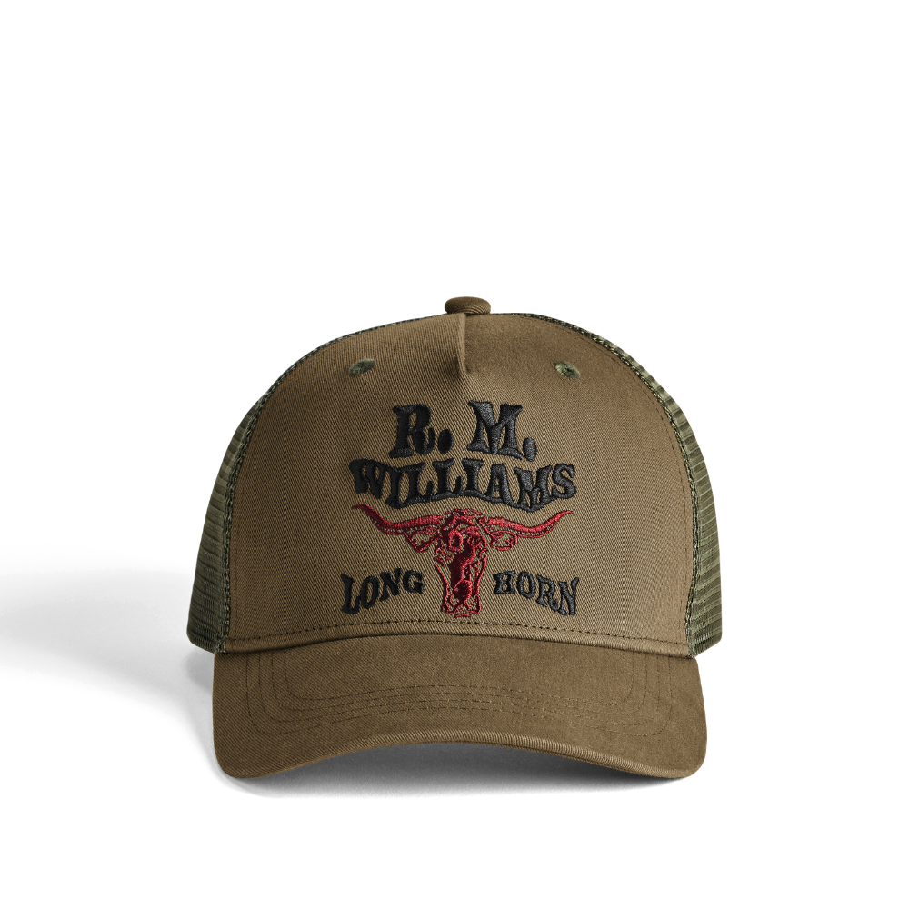 R.M.Williams  RMW Longhorn Trucker Cap (ACX9OCT06) Dark Olive