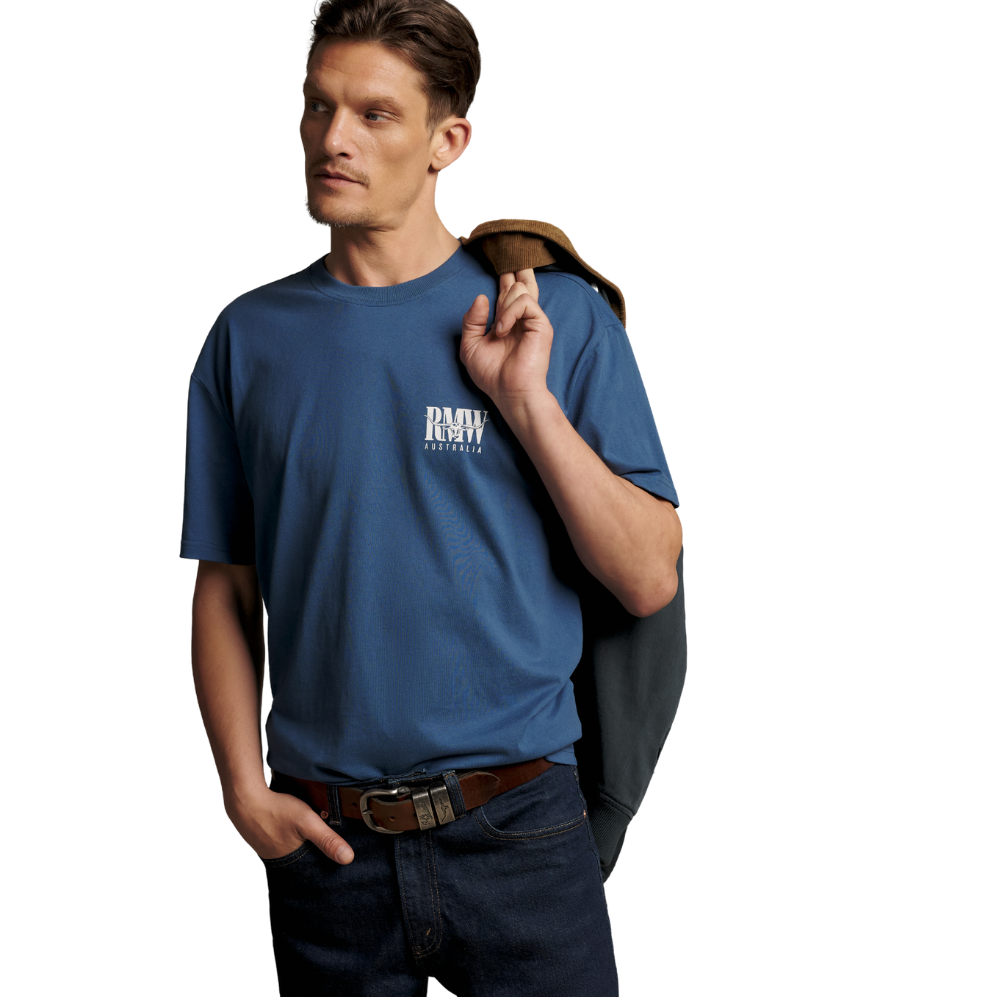 R.M.Williams Unisex Classic RMW S/S Tee (KDU10JE16) Mid Blue