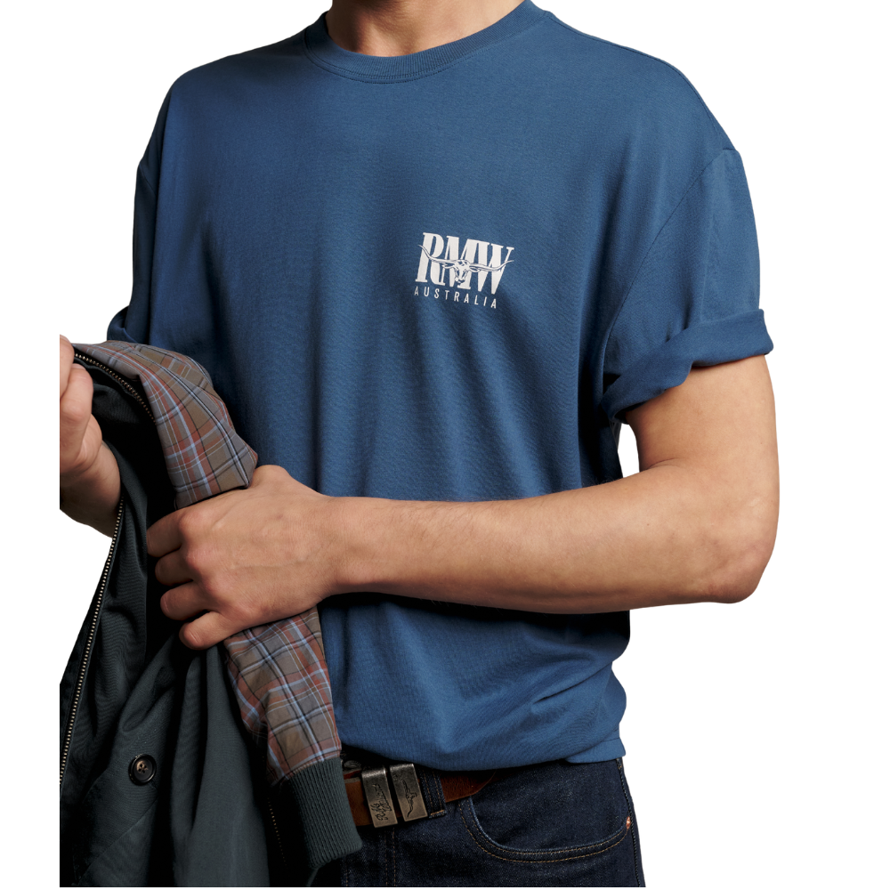 R.M.Williams Unisex Classic RMW S/S Tee (KDU10JE16) Mid Blue