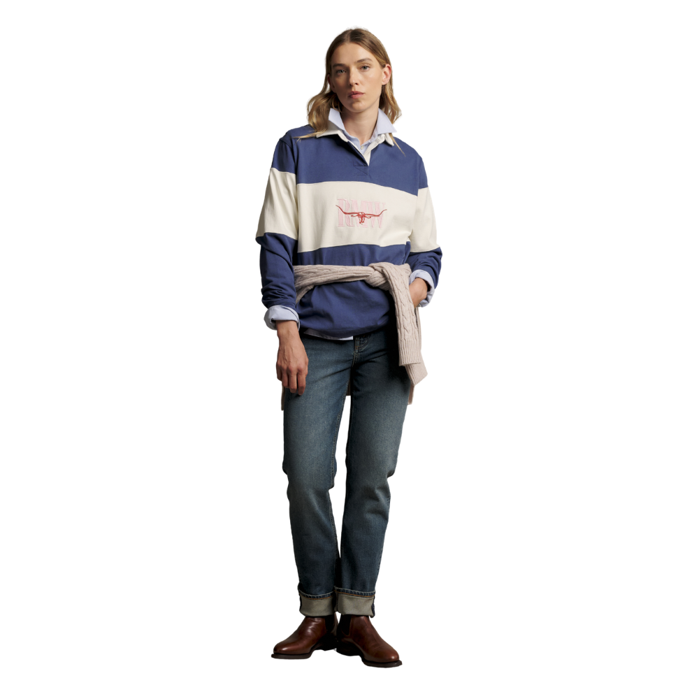 R.M.Williams Womens Narran Heritage 3 Panel Rugby (KRR00RJ06) Blue