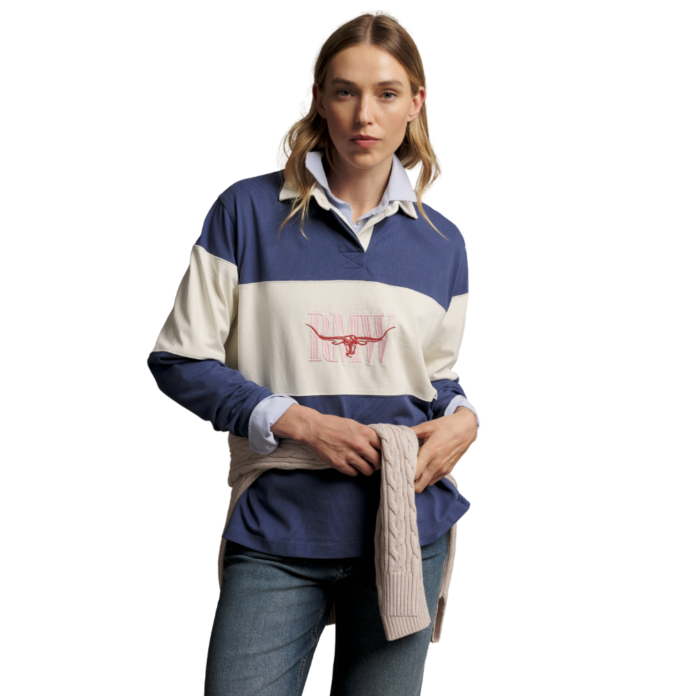 R.M.Williams Womens Narran Heritage 3 Panel Rugby (KRR00RJ06) Blue
