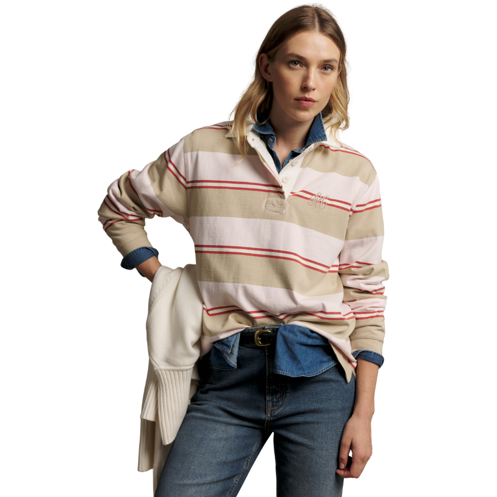 R.M.Williams Womens Narran Heritage Stripe Rugby (KRR00RJ08) Pink/Sand