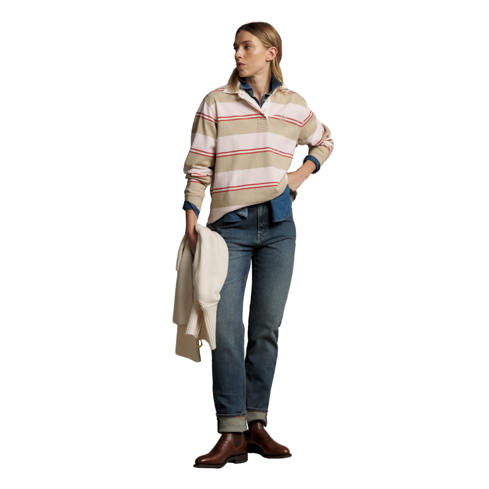 R.M.Williams Womens Narran Heritage Stripe Rugby (KRR00RJ08) Pink/Sand
