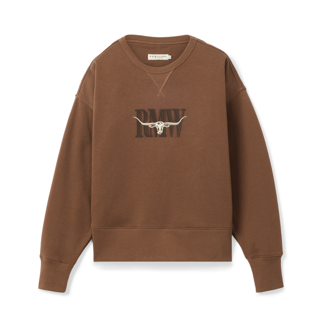 R.M.Williams Womens RMW Heritage Crew Sweatshirt (KCR00BB01) Brown Bark