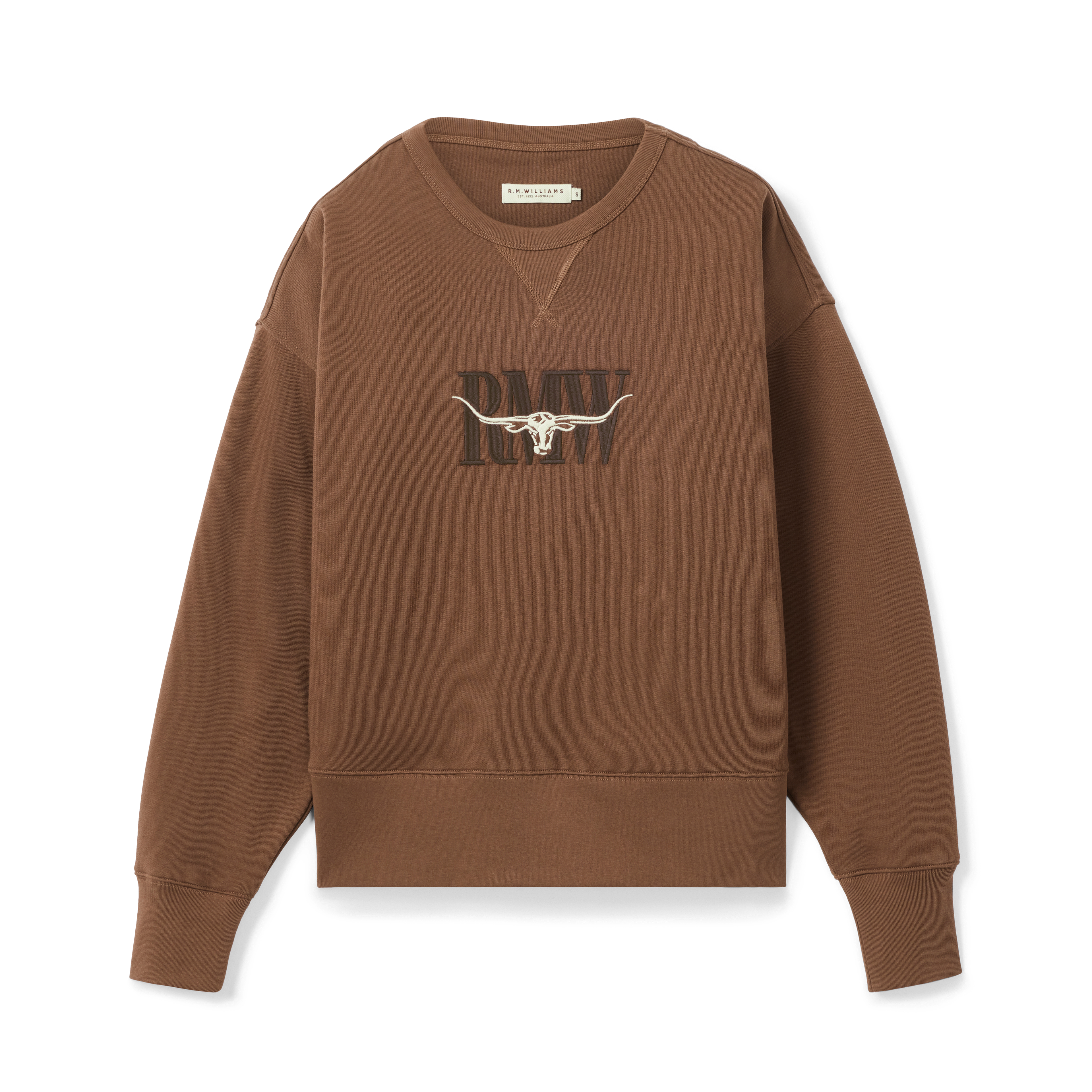 R.M.Williams Womens RMW Heritage Crew Sweatshirt (KCR00BB01) Brown Bark