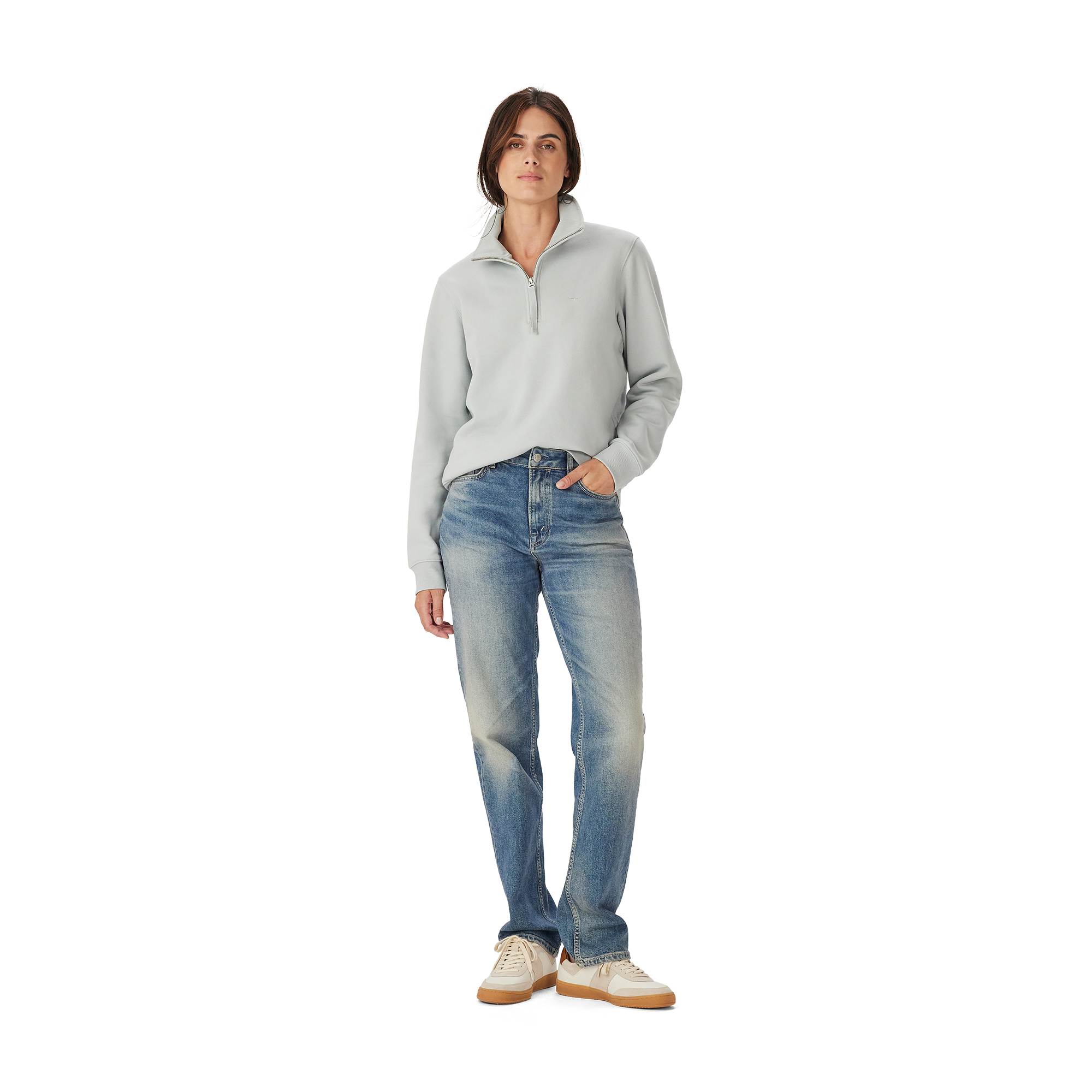 R.M.Williams Womens Trickett 1/4 Zip Sweatshirt (KZR00BB01) Salt