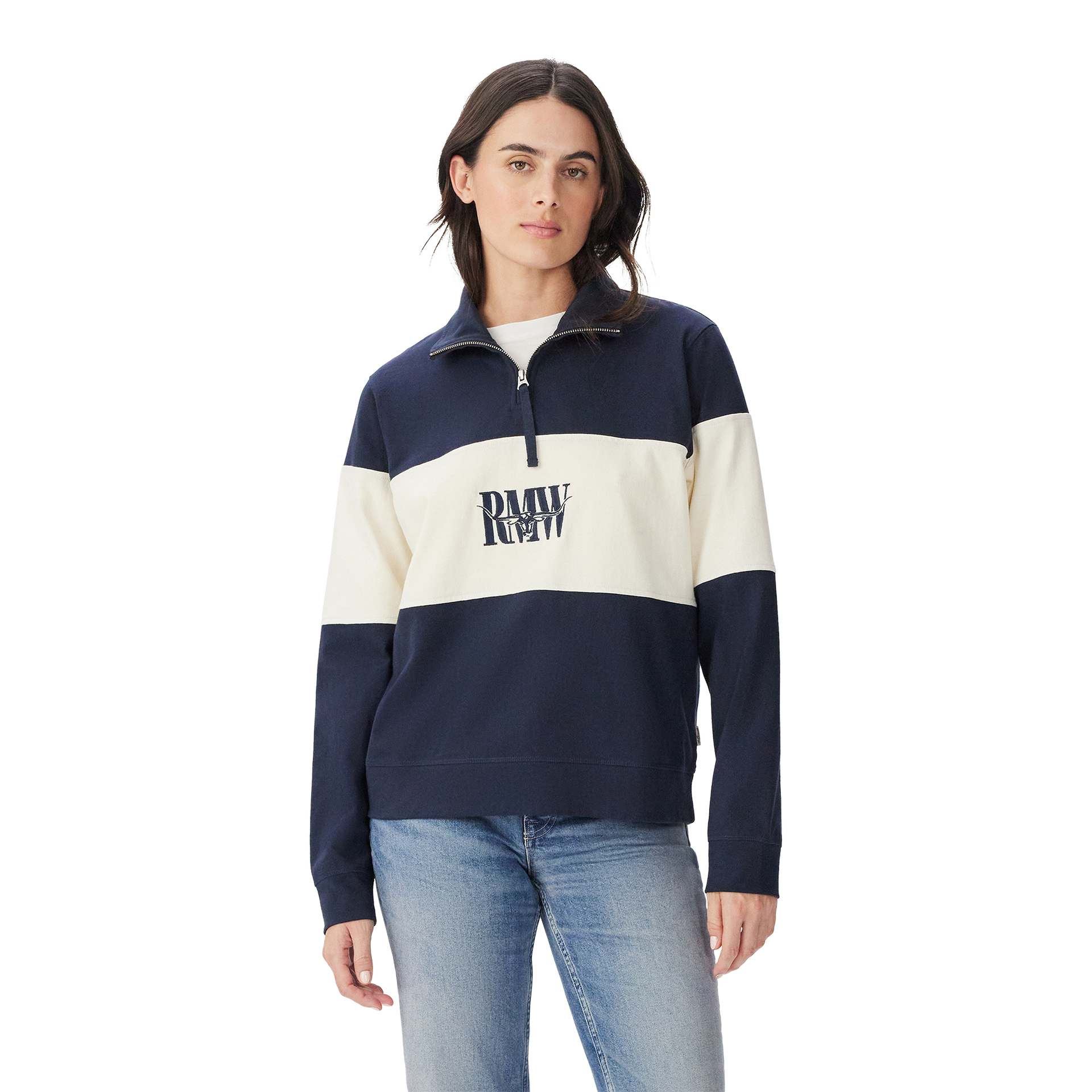 R.M.Williams Womens Trickett Panel Sweatshirt (KZR00BB01) French